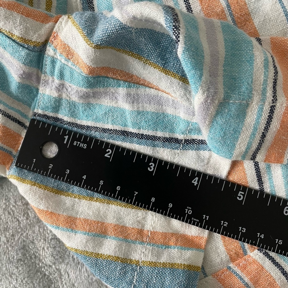Briggs Women's XL Linen Blend Pull-On Shorts Coastal Stripe Boho Comfort Beach - Picture 7 of 10